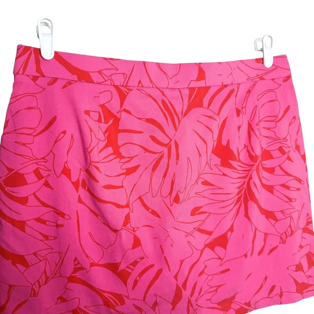 Rafaella Pink Floral Skort Size XL Golf Athleisure Outdoors Tennis Tropical Red - Picture 9 of 10